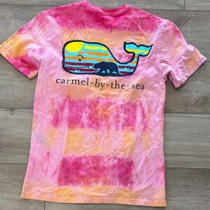 Vineyard Vines Carmel By the Sea Sunset Whale Tee with Bear tie dye short sleeve